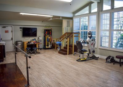 physical therapy area with wooden floor