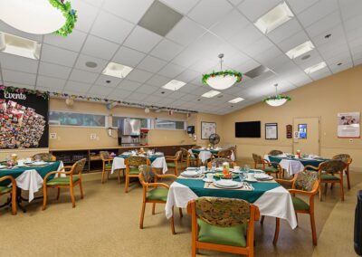 Spacious dining area table with beautiful table setting
